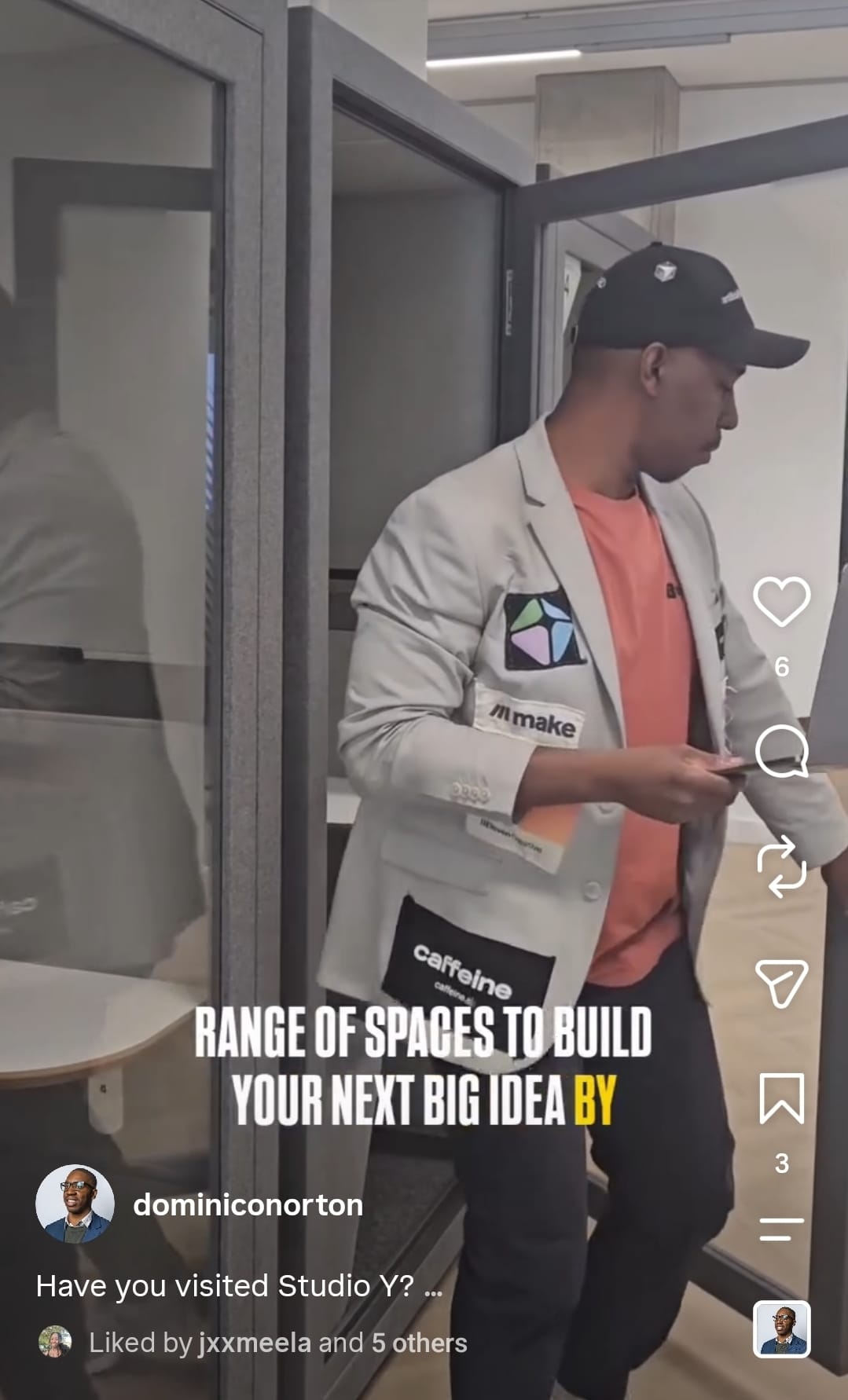 Social media studio tour featuring a blazer with advertiser brand patches